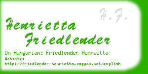 henrietta friedlender business card